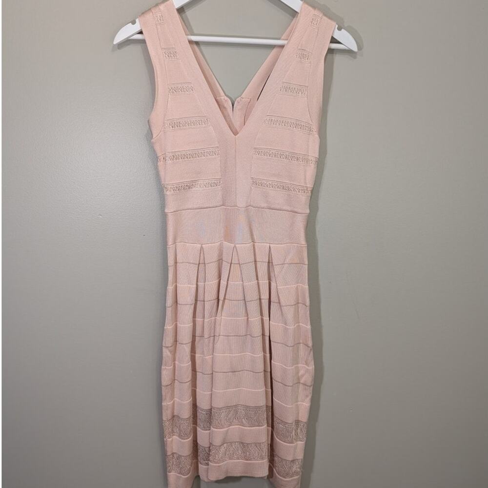 French Connection Blush Bandage Dress Fit & Flare Wedding Guest Garden Size 4